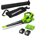 Greenworks Aspirateur souffleur 2x24V 322km/h avec 2 batteries