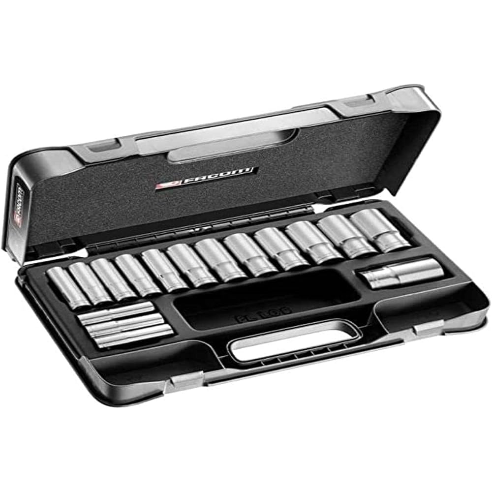 FACOM S.404AE Coffret de douilles longues 1/2 pouces 12 pans métriques 16 pièces