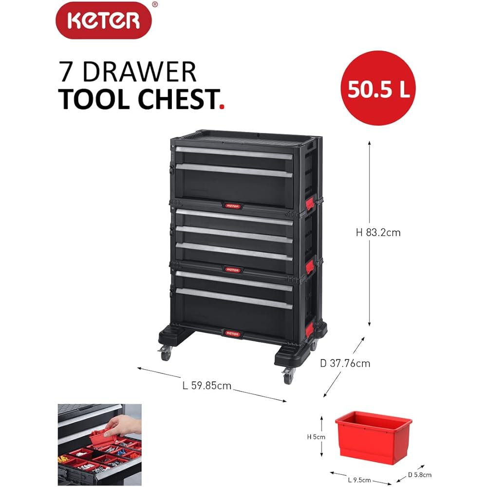 Keter Servante d'atelier 7 tiroirs noire