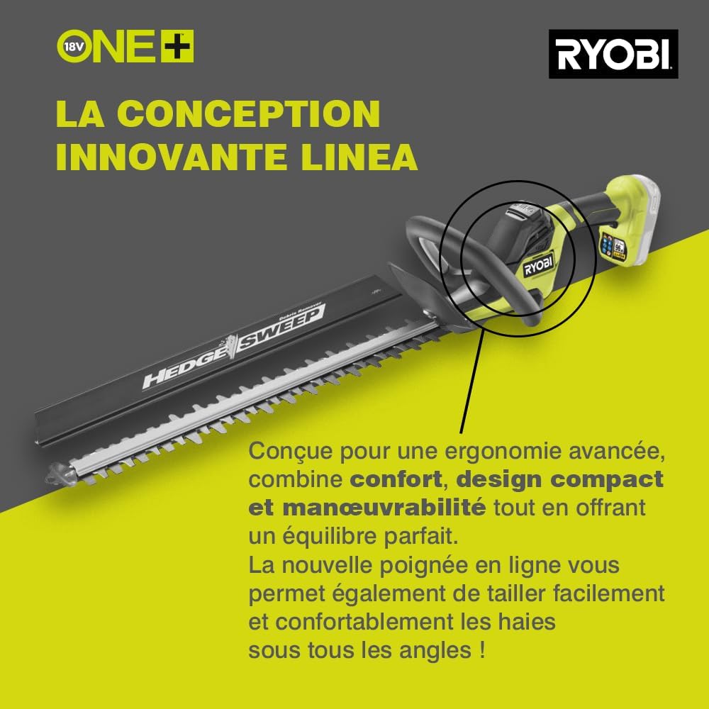 RYOBI RY18HT50A-0 Taille-haies sans fil 18 V lame 50 cm écartement 24 mm sans batterie ni chargeur