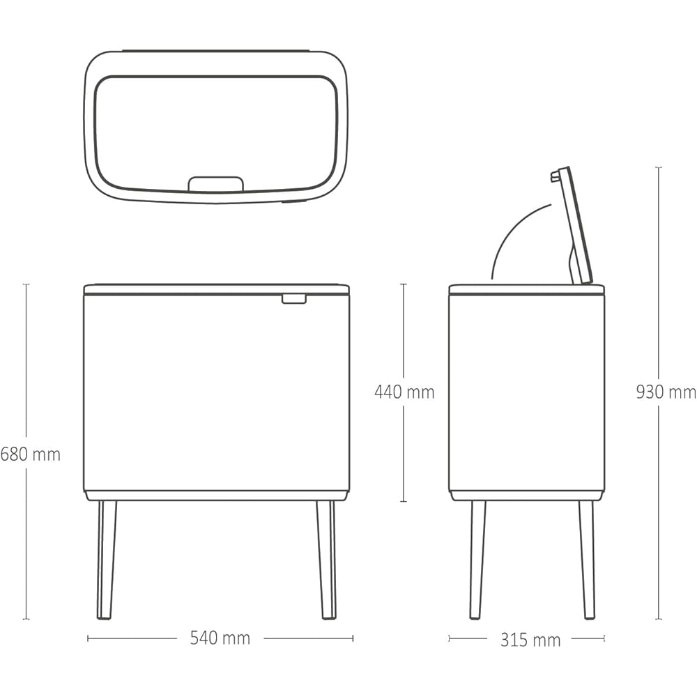 Brabantia Bo Touch Bin Poubelle de Recyclage 34L Beige