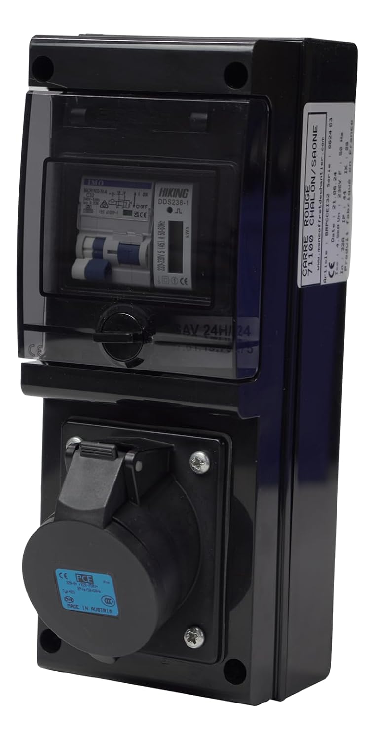 Carré Rouge Borne de recharge pour véhicule électrique 7 kW 32 A IP65 avec protections et compteur