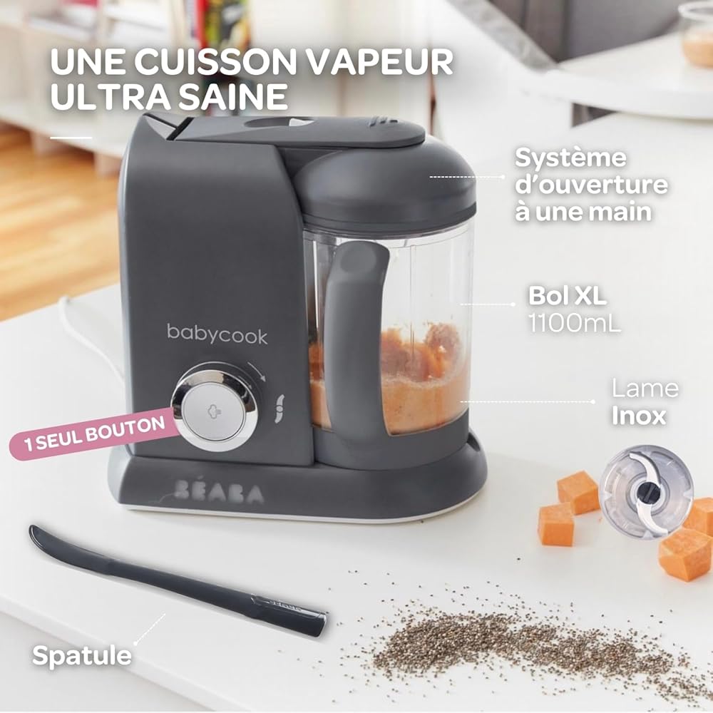 BEABA Babycook Solo Robot Bébé 4 en 1 Gris