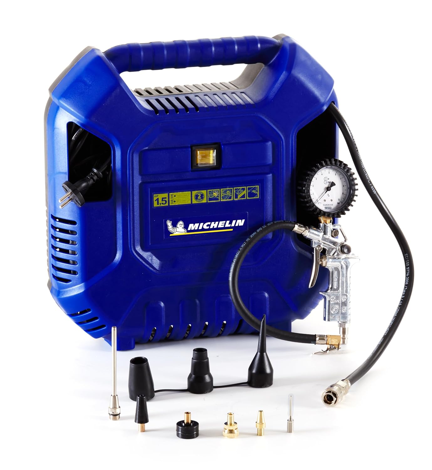 MICHELIN MB1 Compresseur d'air portable sans huile 1,5 CV pression maximale 8 bar avec tuyau 1 m et accessoires