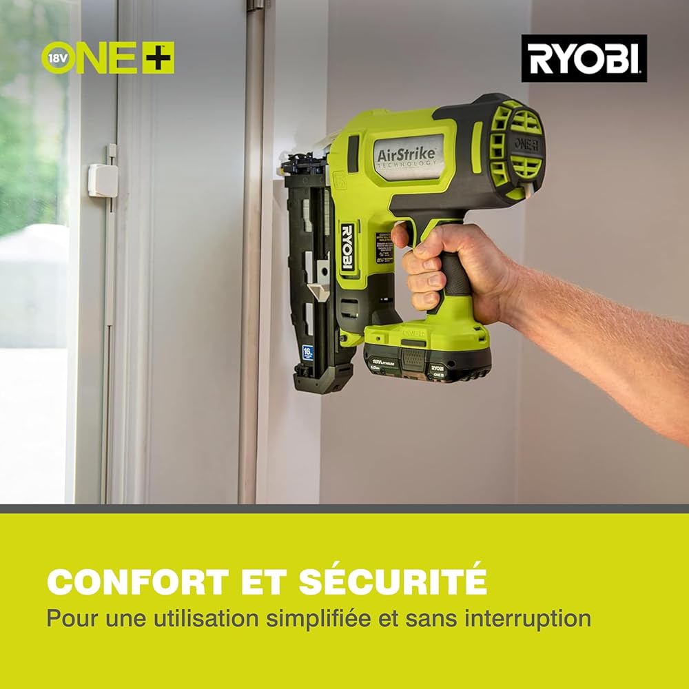 RYOBI R16GN18-0 Cloueur de finition 18 V 16G pour pointes de 19 à 64 mm sans batterie ni chargeur