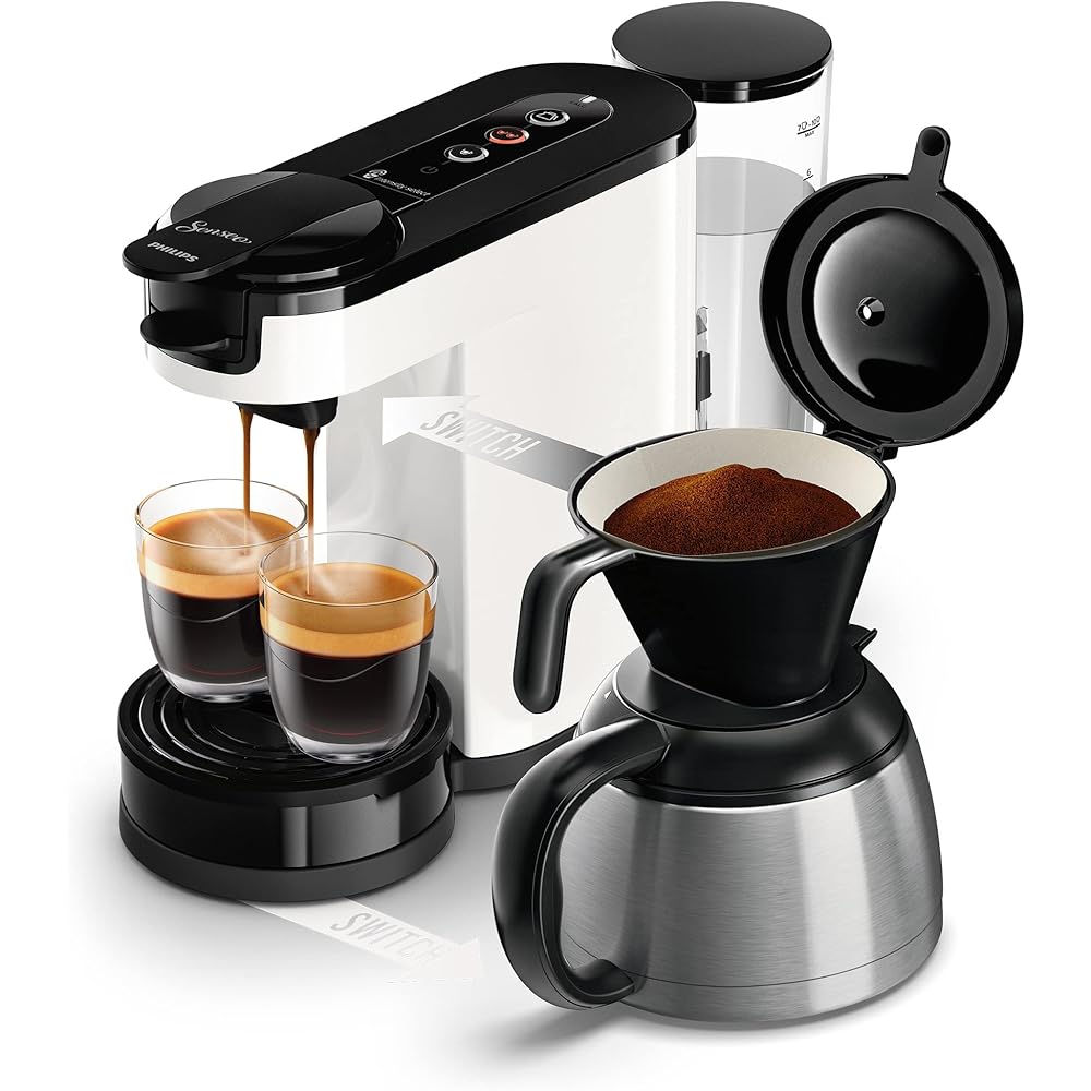 Philips Senseo Switch Machine à café 2 en 1 dosettes et café filtre réservoir 1 L
