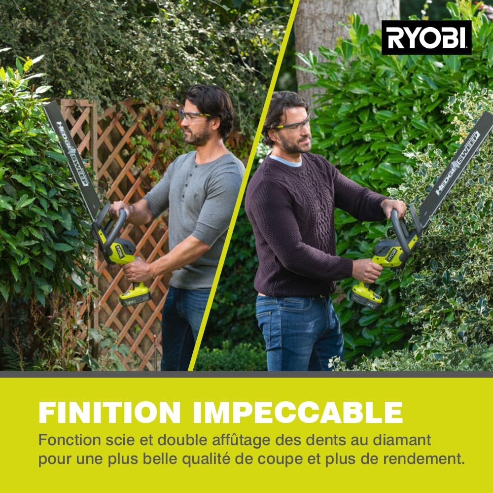RYOBI RY18HT50A-0 Taille-haies sans fil 18 V lame 50 cm écartement 24 mm sans batterie ni chargeur