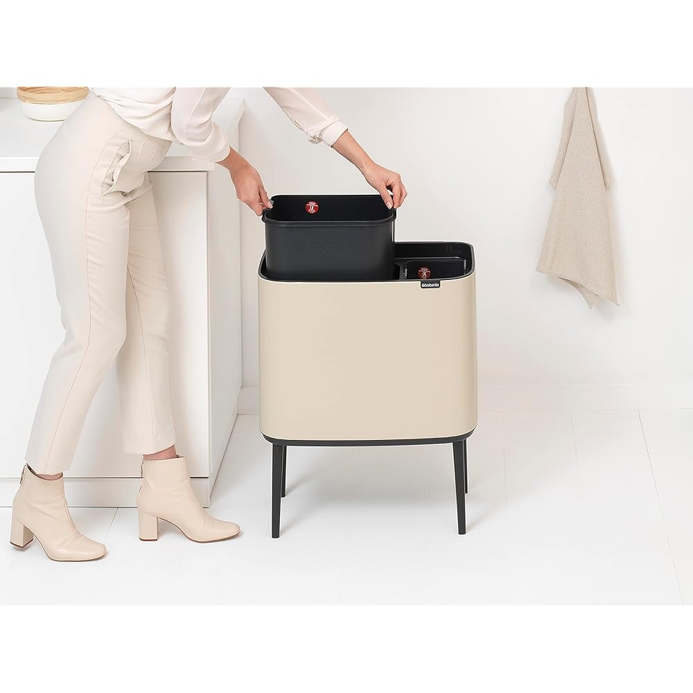 Brabantia Bo Touch Bin Poubelle de Recyclage 34L Beige