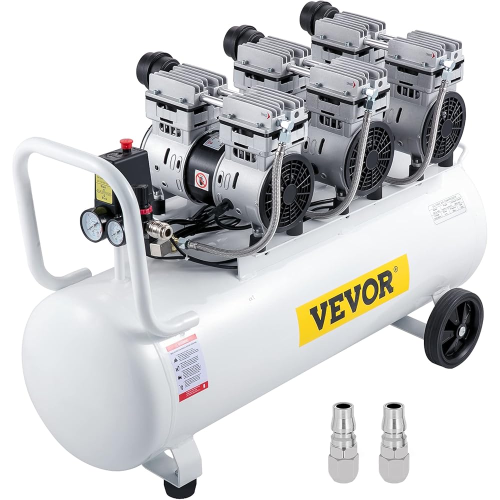 VEVOR Compresseur d'air sans huile 100 L 2,2 kW silencieux avec électrovanne