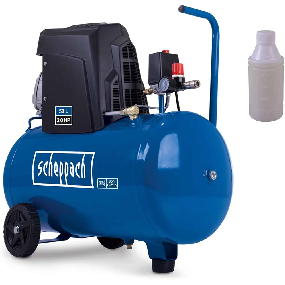 Scheppach HC63 Compresseur d'air 1500 W cuve 50 L pression 10 bar débit d'admission 220 L/min