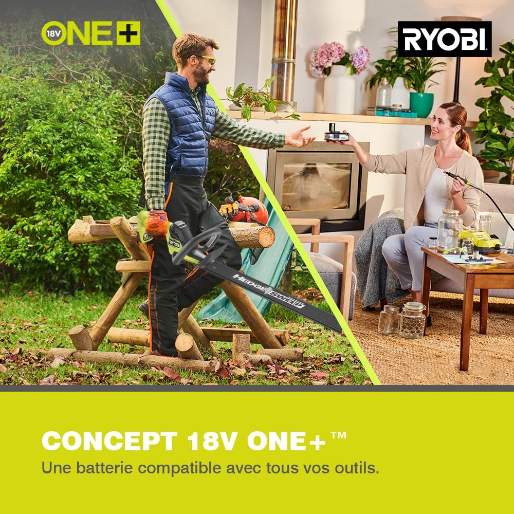 RYOBI RY18HT50A-0 Taille-haies sans fil 18 V lame 50 cm écartement 24 mm sans batterie ni chargeur