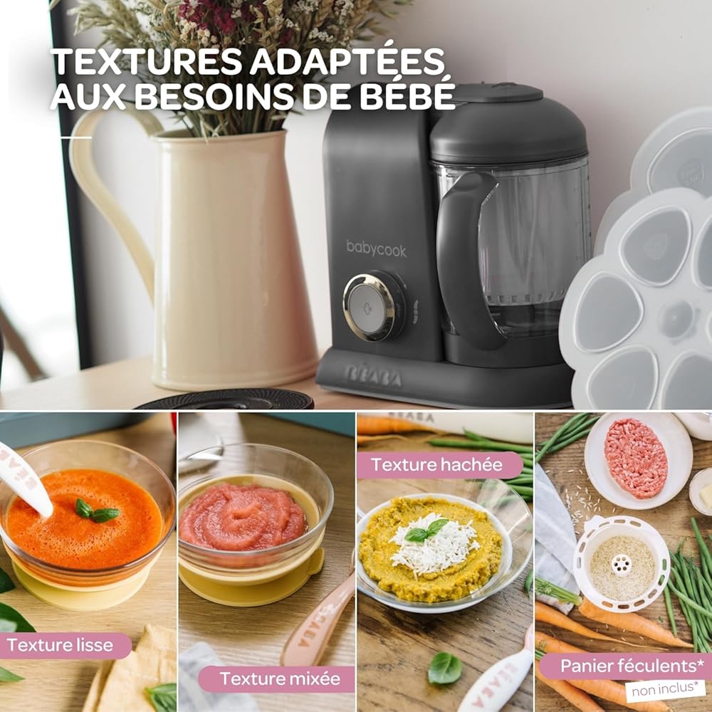 BEABA Babycook Solo Robot Bébé 4 en 1 Gris