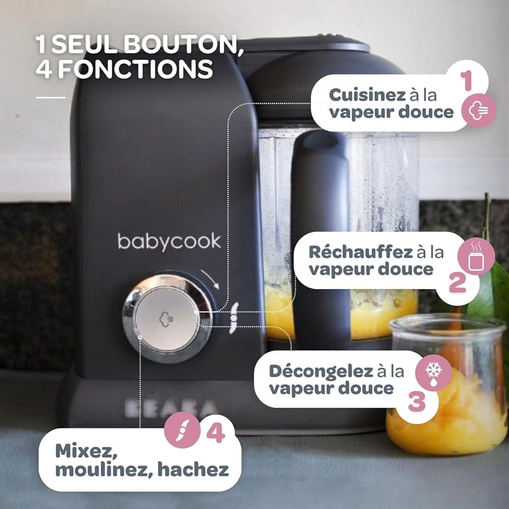 BEABA Babycook Solo Robot Bébé 4 en 1 Gris