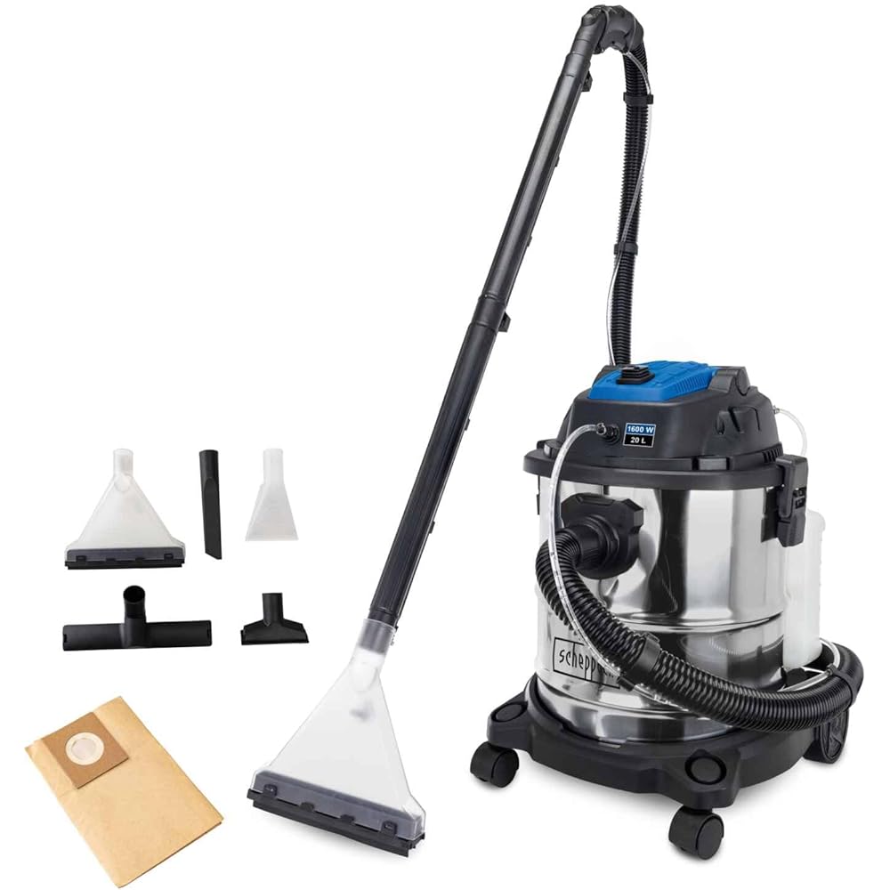 Scheppach SprayVac20 Aspirateur injecteur-extracteur 1600 W 5 en 1 cuve 20 L aspiration eau et poussière
