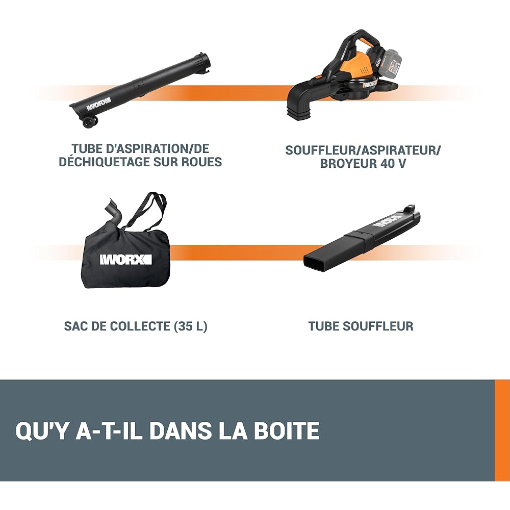 WORX Aspirateur souffleur sans fil Brushless 40V