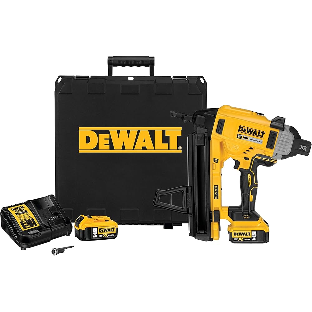 DEWALT DCN890P2-QW Cloueur béton XR 18 V avec 2 batteries 5 Ah chargeur et pointes béton 2,6 x 20 mm